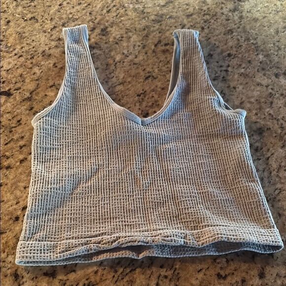 Light Blue Waffle 🧇 Knit Tank Top - Picture 5 of 7